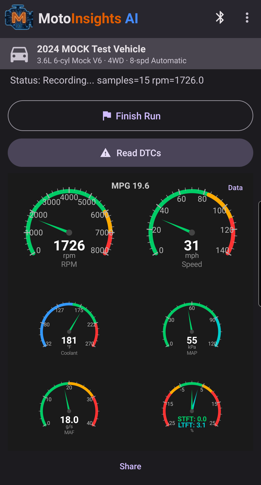 Live run in progress