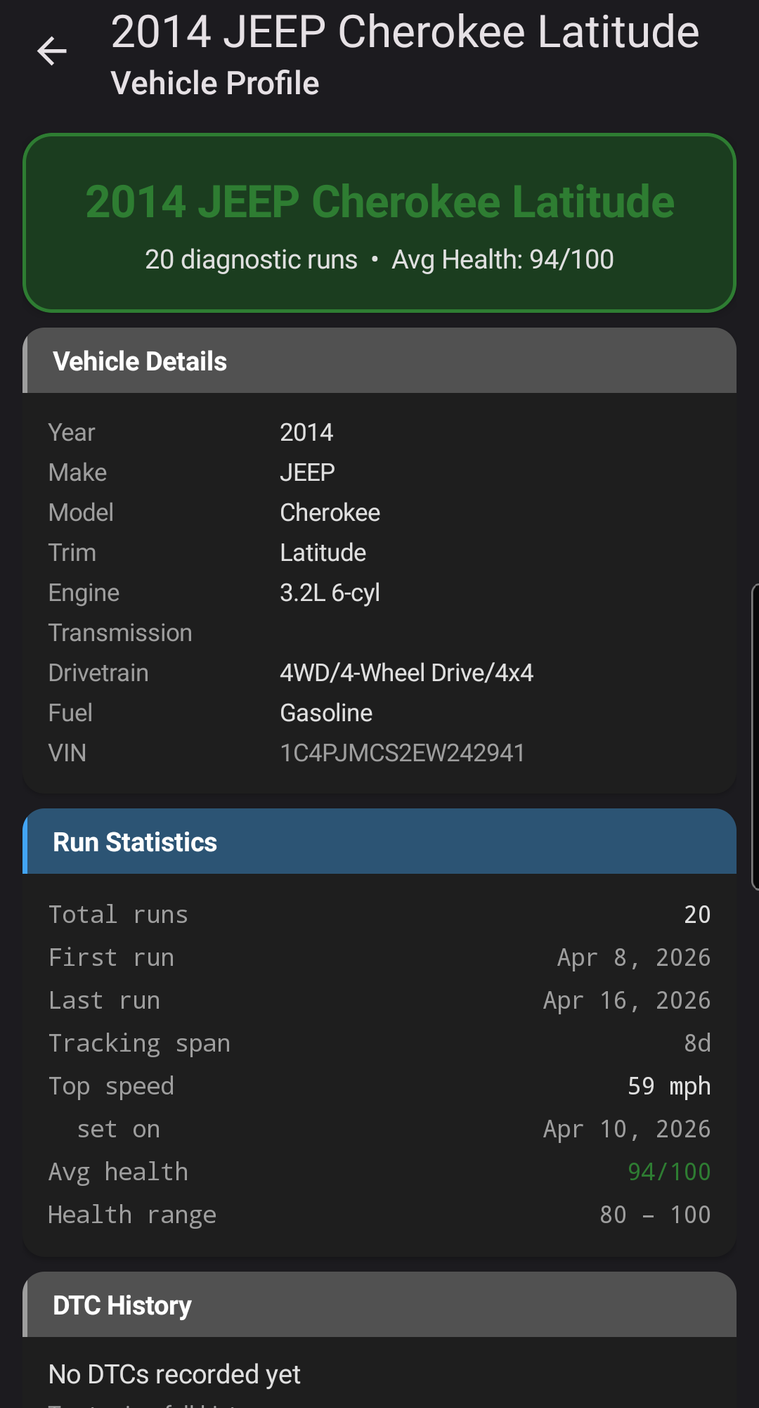 Vehicle profile detail